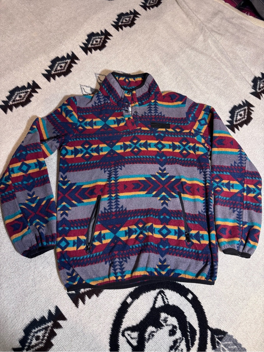 Kavu Multicolor Aztec Zip-Up Sweater